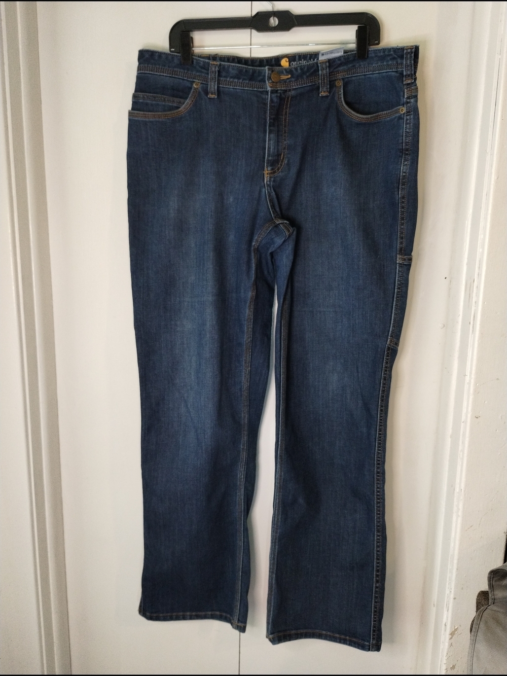 Carhartt Women's Straight Leg Dark Blue Denim Jeans Size (16R)